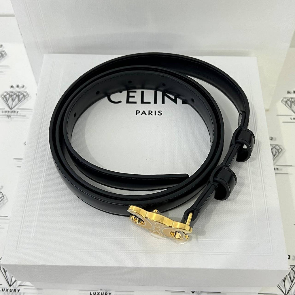 [BRAND NEW] Celine Small Triomphe Belt in Black Size 85