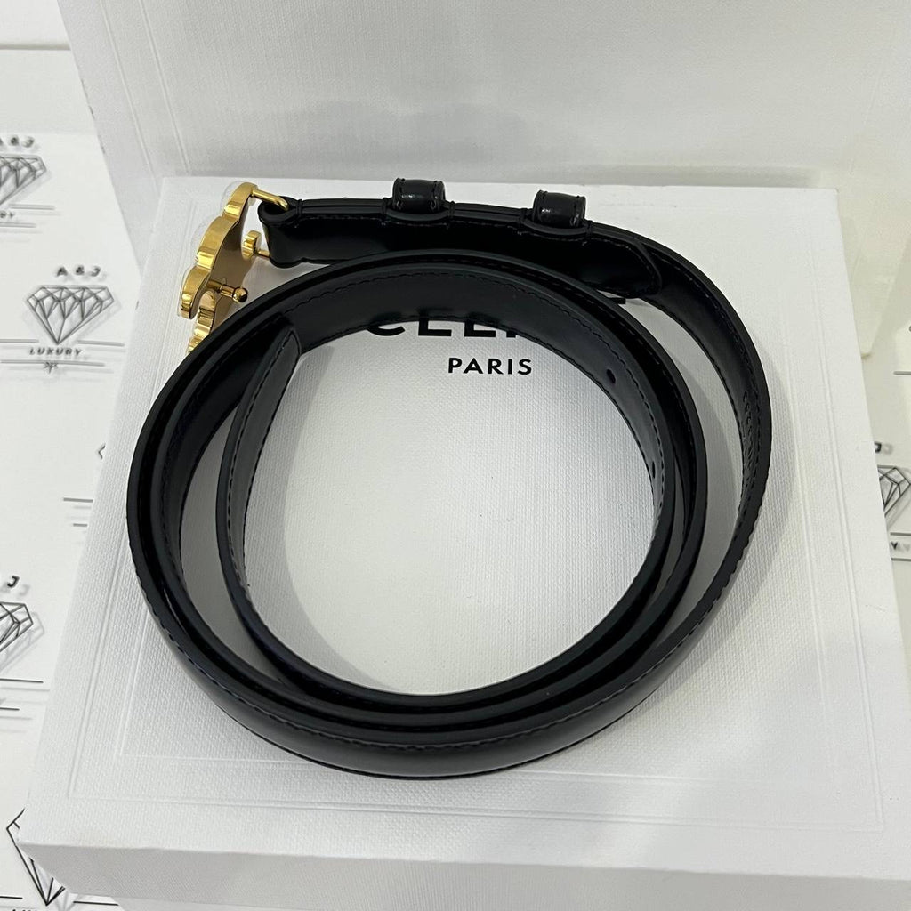 [BRAND NEW] Celine Small Triomphe Belt in Black Size 85