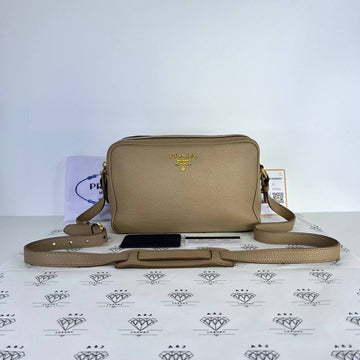 [PRE LOVED] Prada 1BH079 Double Zip Camera Bag in Cammeo Vitello Phenix Leather GHW