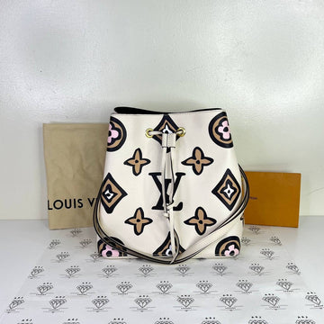 [PRE LOVED] Louis Vuitton Neo Noe Wild at Heart Collection in Cream (microchipped)