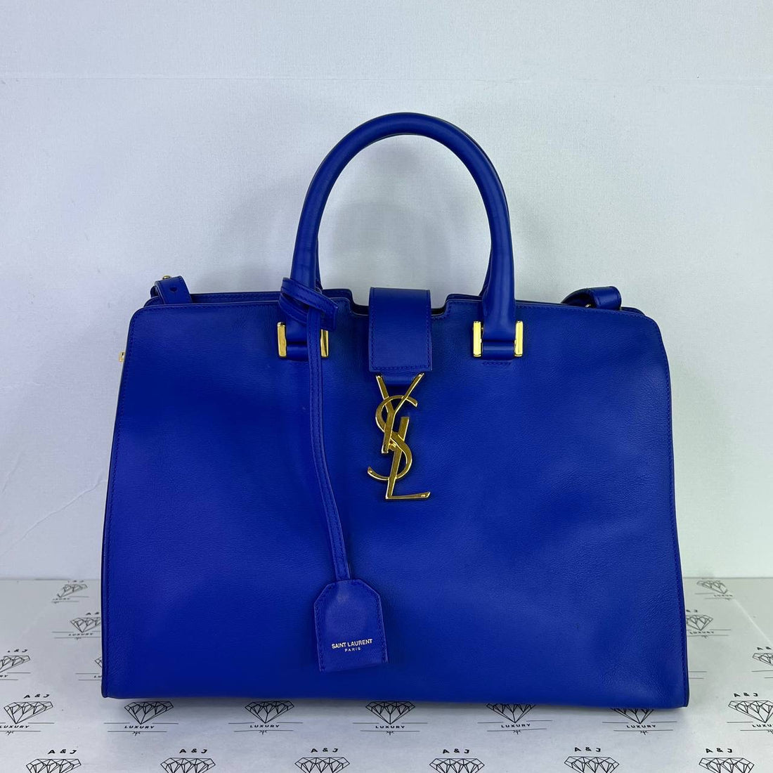 [PRE LOVED] YSL Small Cabas in Blue Calfskin Leather GHW