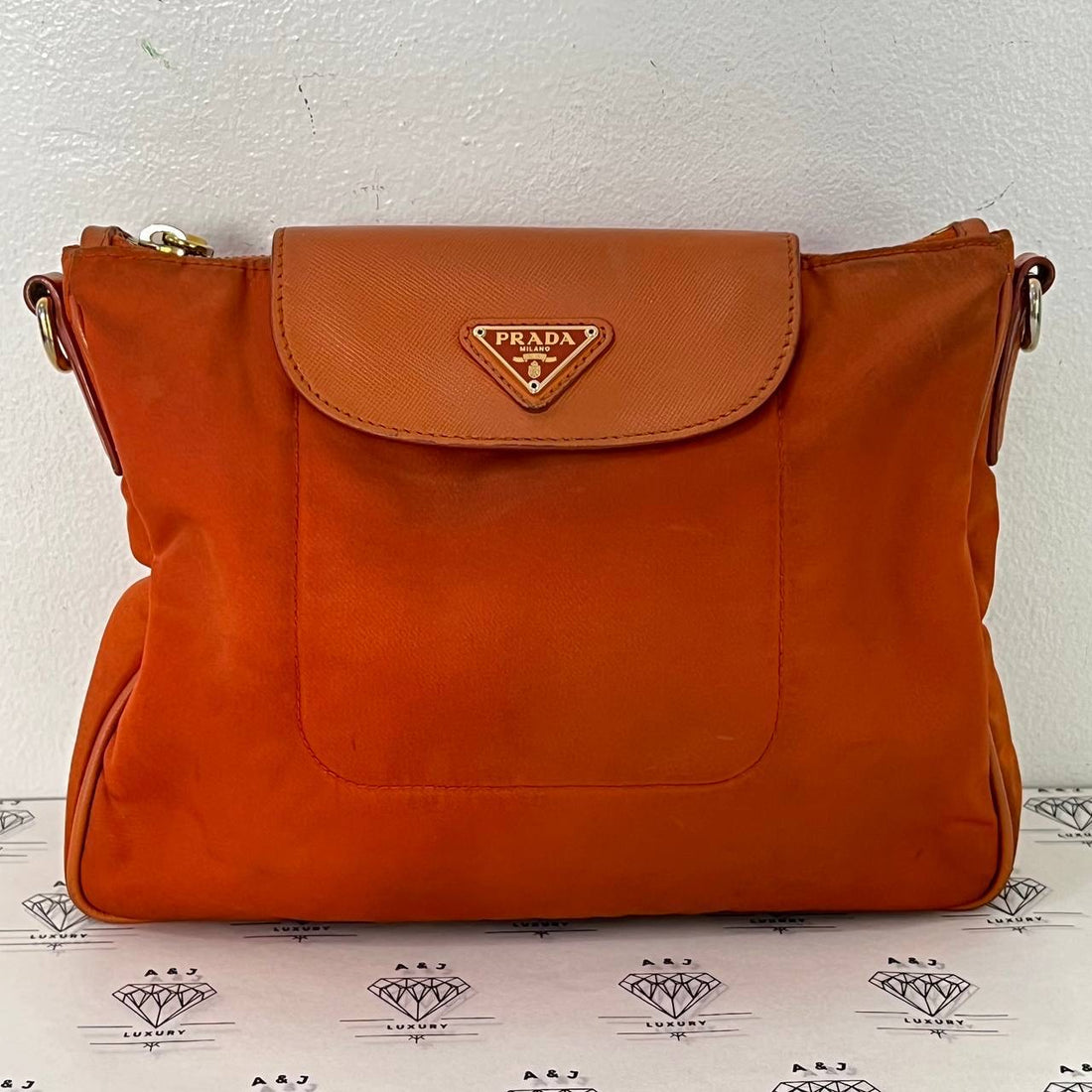 [PRE LOVED] Prada Tessuto Nylon Crossbody Bag in Orange GHW