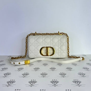 [PRE LOVED] Christian Dior Small Caro in White Grained Calfskin Leather GHW (2022)