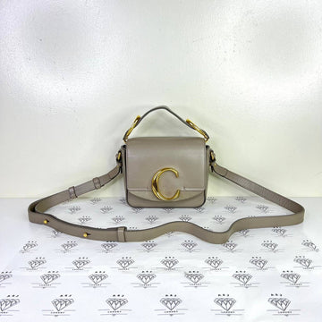 [PRE LOVED] Chloe Mini C Double Carry Bag in Gray GHW