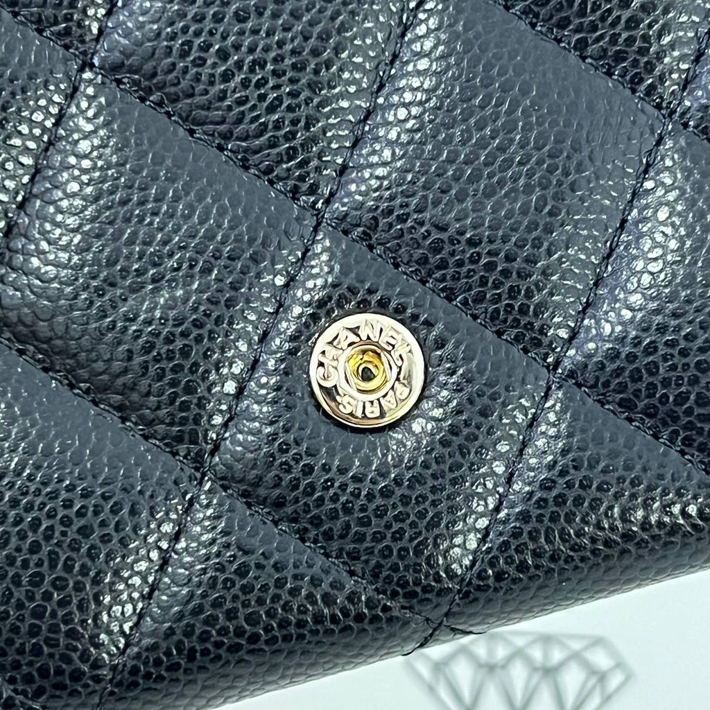 [BRAND NEW] Chanel Seasonal Flap Cardholder with zip in Black Caviar GHW (microchipped)