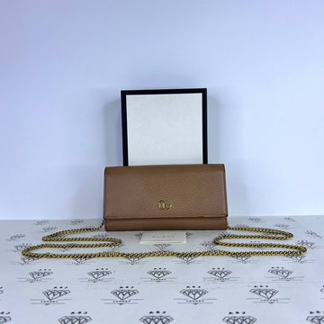 [PRE LOVED] Gucci Marmont Wallet on Chain in Beige GHW