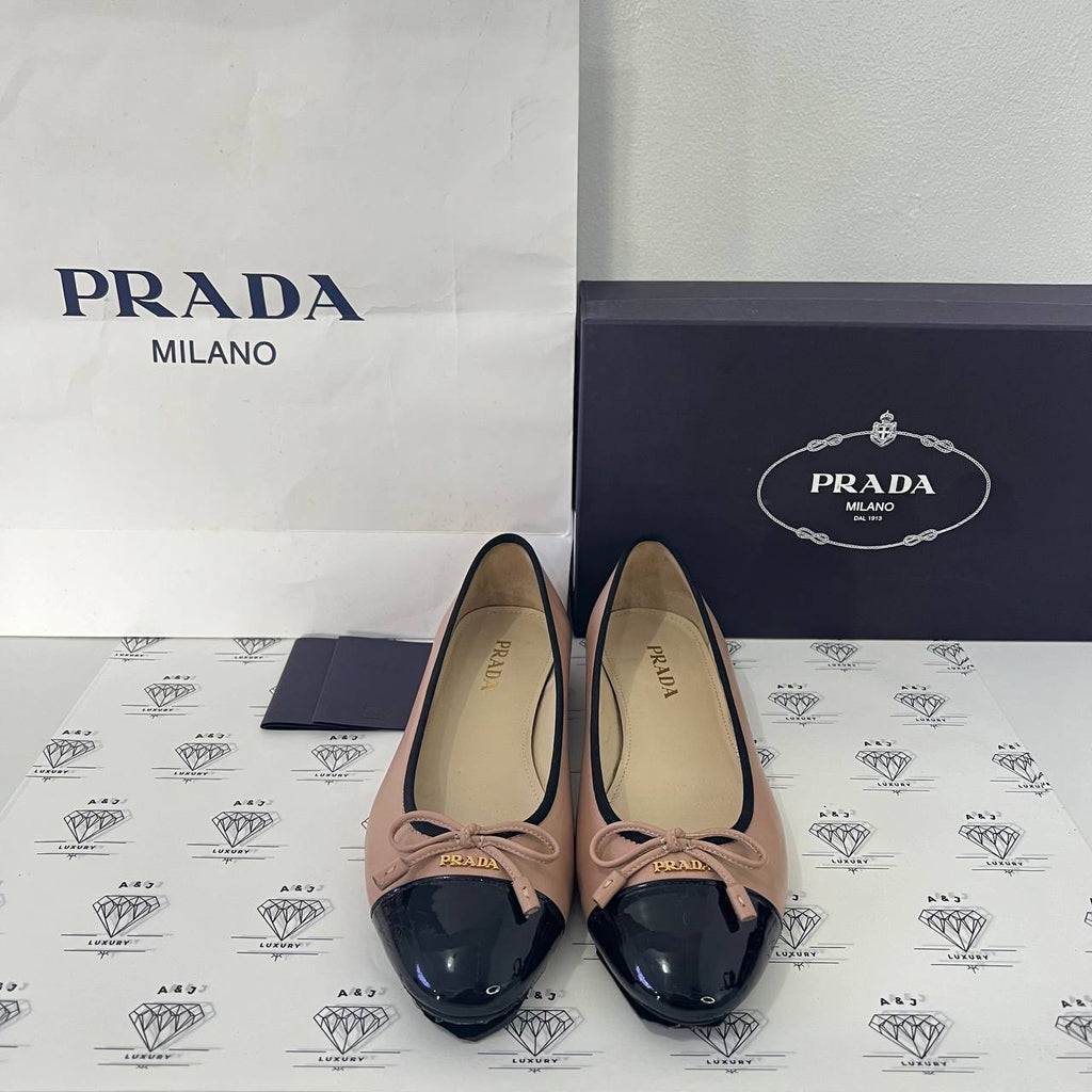 [PRE LOVED] Prada Ballerina Flats in Beige and Black Size 38EU