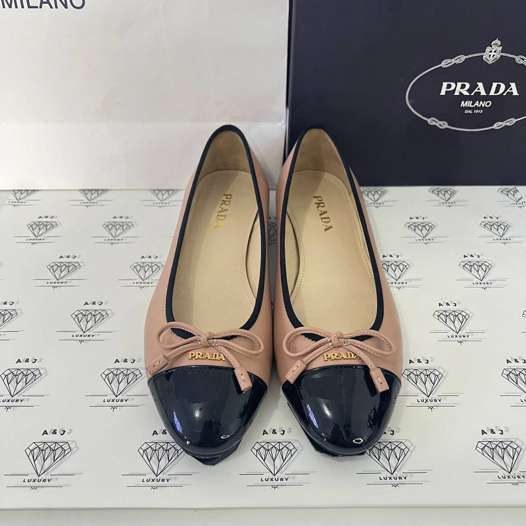 [PRE LOVED] Prada Ballerina Flats in Beige and Black Size 38EU