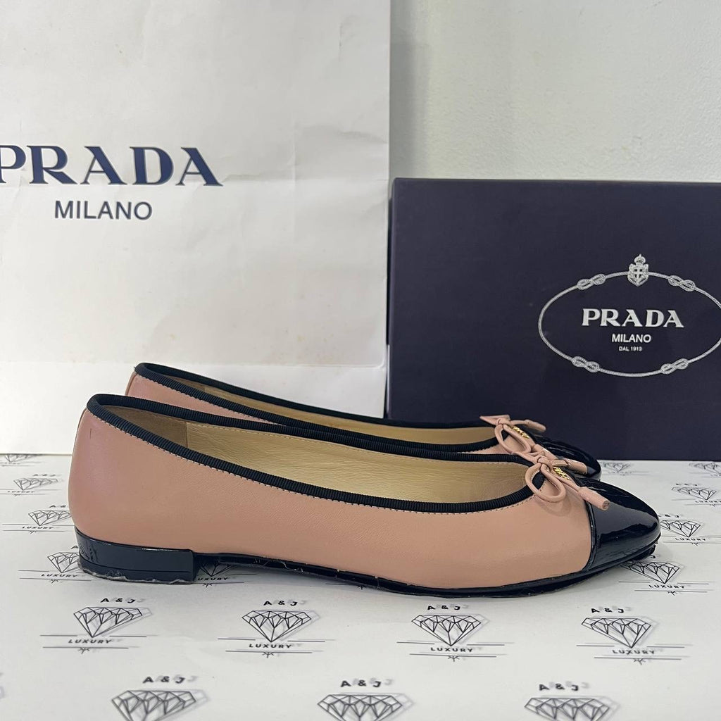 [PRE LOVED] Prada Ballerina Flats in Beige and Black Size 38EU