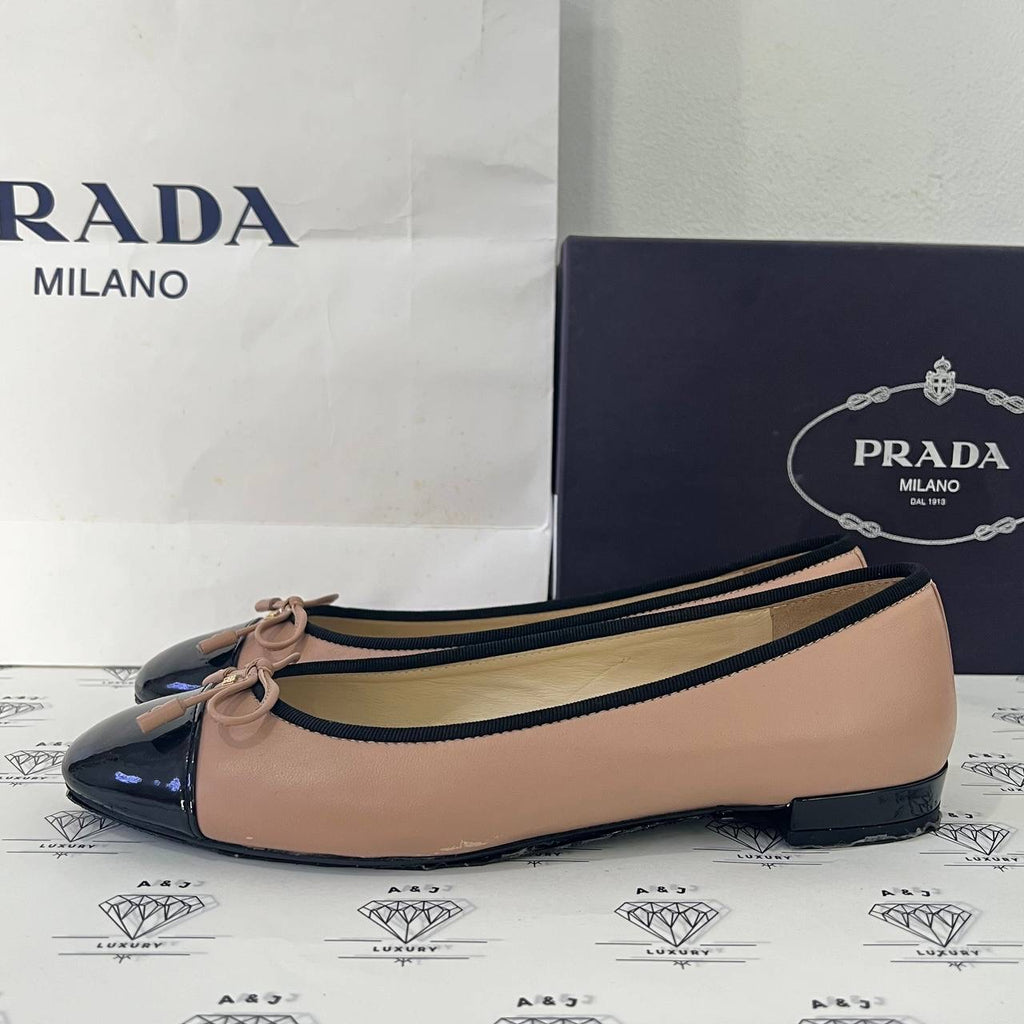 [PRE LOVED] Prada Ballerina Flats in Beige and Black Size 38EU