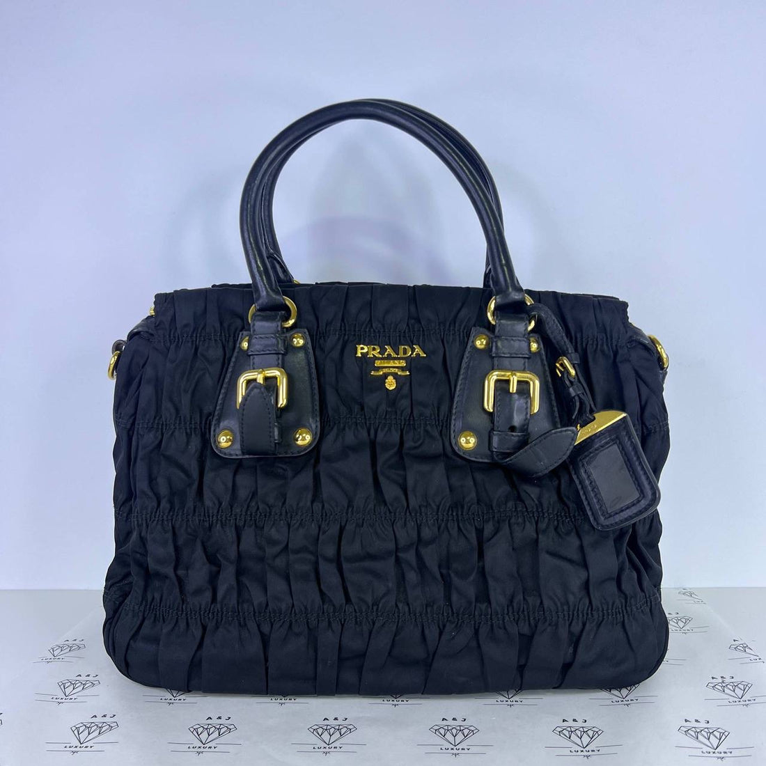 [PRE LOVED] Prada BN1336 Tessuto Gaufre in Black GHW