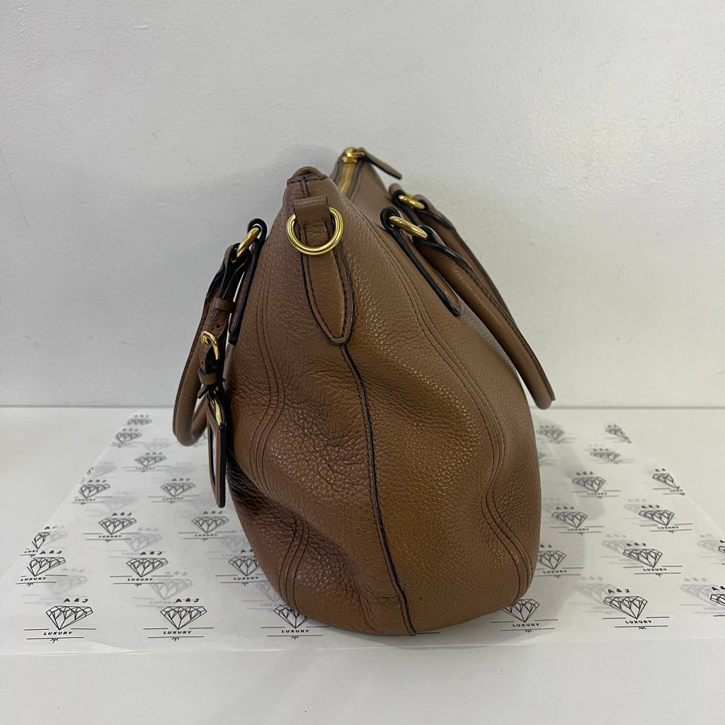 [PRE LOVED] Prada 1BC032 2-way Bag in Cannella Vitello Phoenix Leather GHW