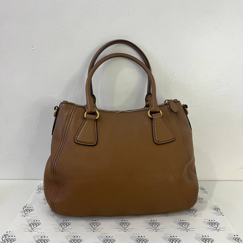 [PRE LOVED] Prada 1BC032 2-way Bag in Cannella Vitello Phoenix Leather GHW