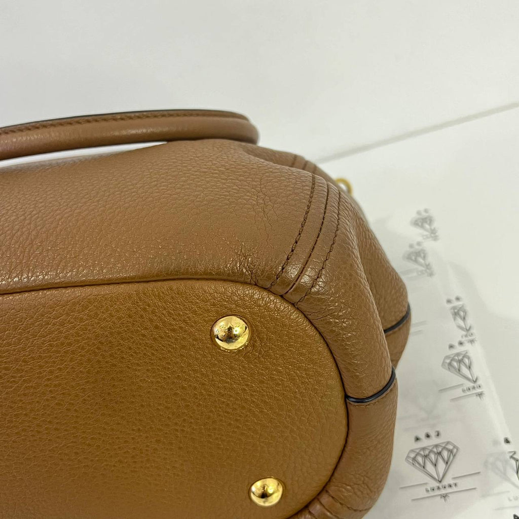 [PRE LOVED] Prada 1BC032 2-way Bag in Cannella Vitello Phoenix Leather GHW