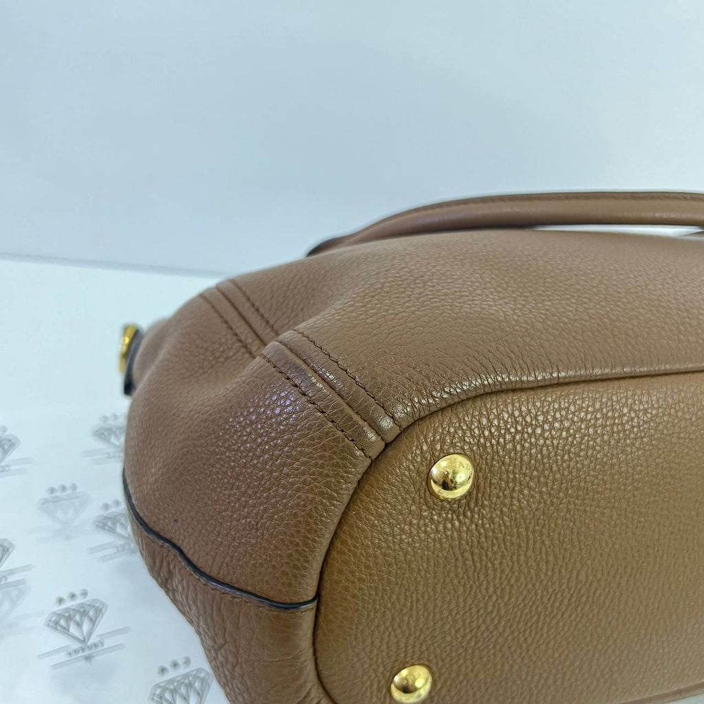 [PRE LOVED] Prada 1BC032 2-way Bag in Cannella Vitello Phoenix Leather GHW