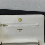 [PRE LOVED] Chanel Classic Wallet on Chain in White Caviar Leather Light Gold HW (microchipped)