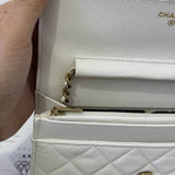 [PRE LOVED] Chanel Classic Wallet on Chain in White Caviar Leather Light Gold HW (microchipped)