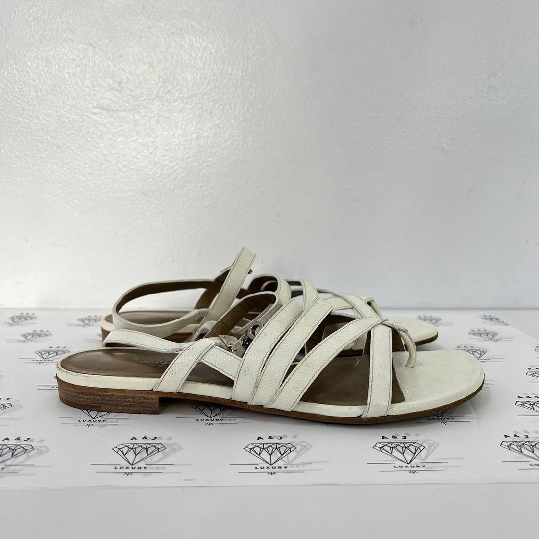 [PRE LOVED] Hermes Kelly Transat Sandals in White Size 39.5EU