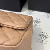 [PRE LOVED] Chanel Classic Mini Square in Beige Lambskin Leather GHW (microchipped)