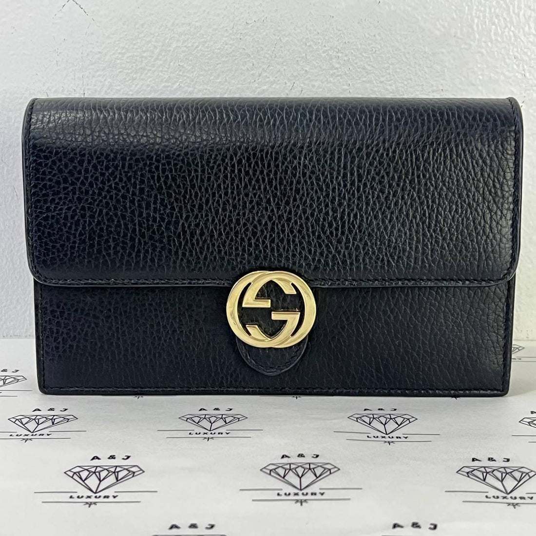 [PRE LOVED] Gucci Interlocking Wallet on Chain in Black GHW