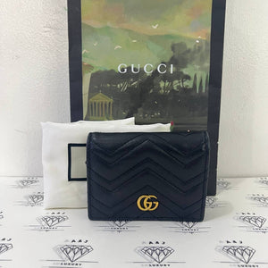 [PRE LOVED] Gucci Marmont Bifold Wallet in Black Matelasse Leather GHW