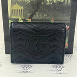 [PRE LOVED] Gucci Marmont Bifold Wallet in Black Matelasse Leather GHW