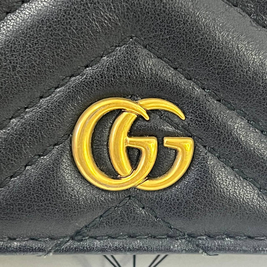 [PRE LOVED] Gucci Marmont Bifold Wallet in Black Matelasse Leather GHW