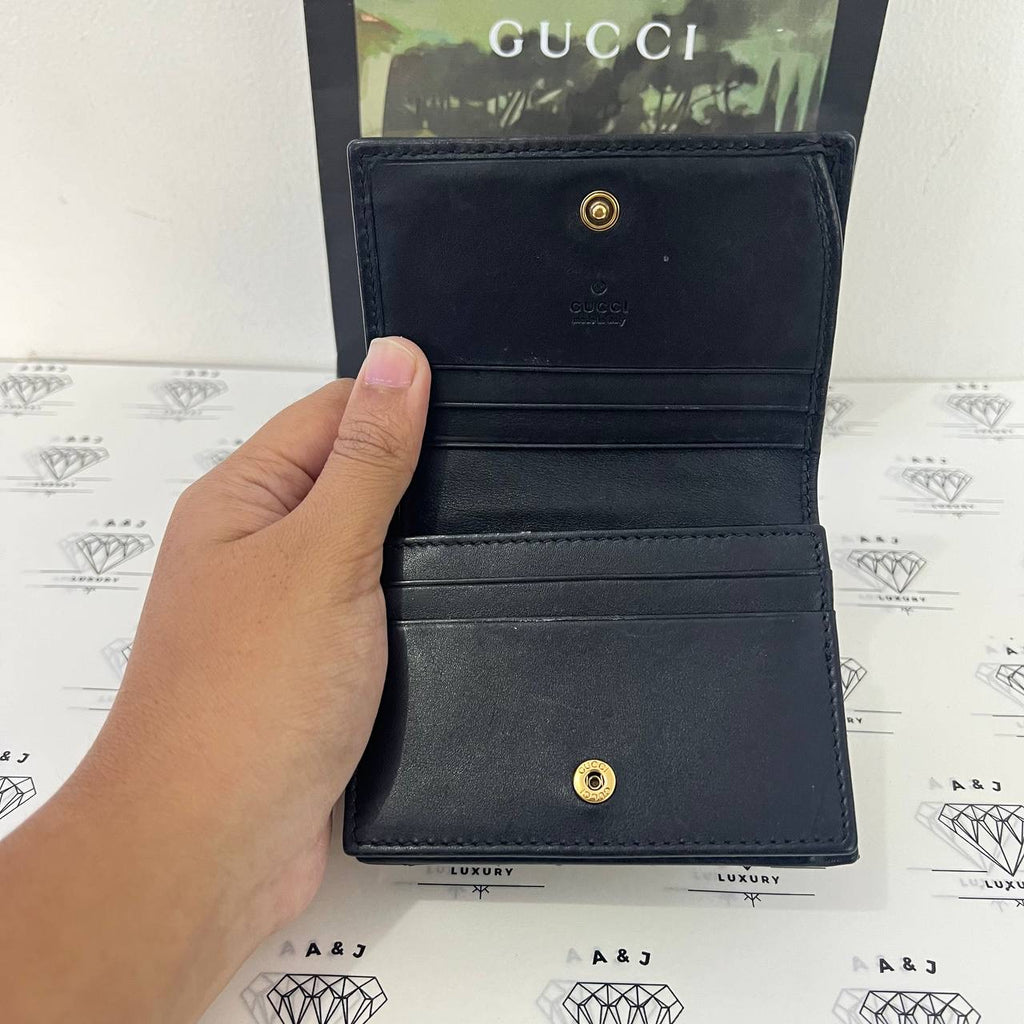 [PRE LOVED] Gucci Marmont Bifold Wallet in Black Matelasse Leather GHW