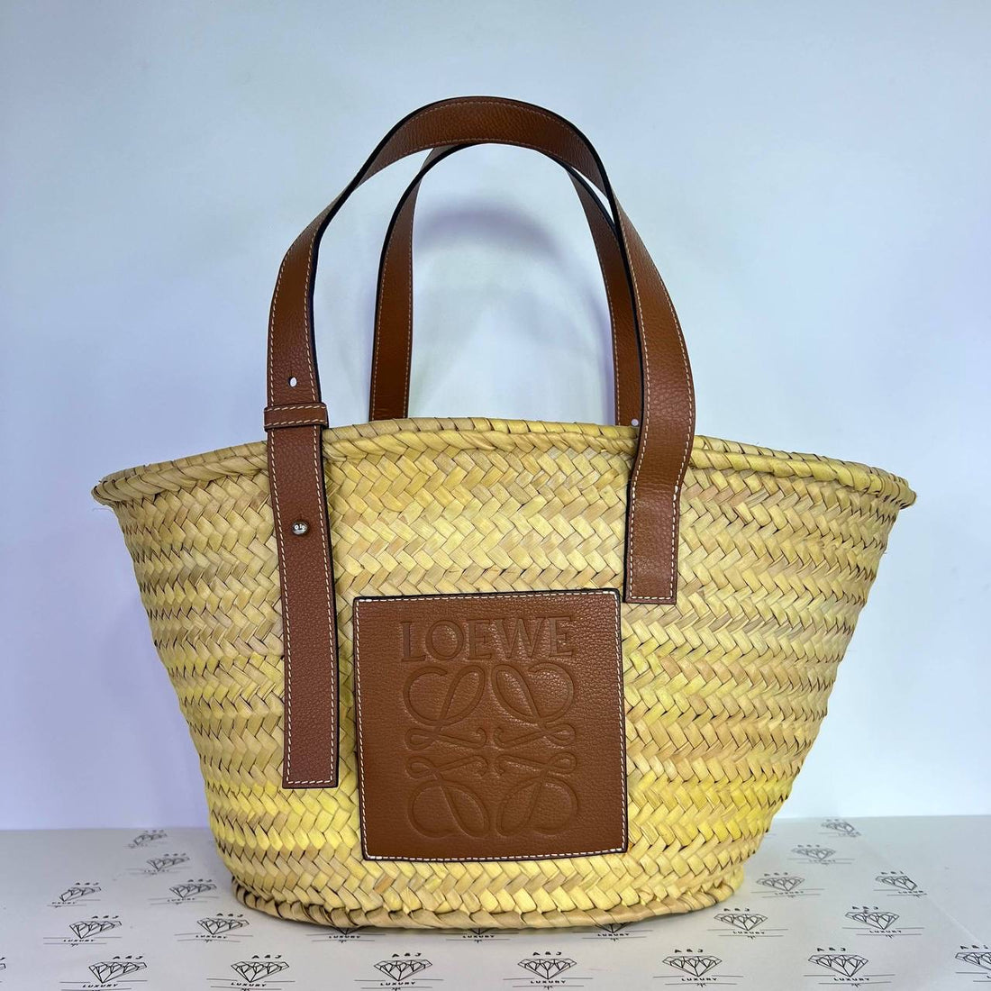 [PRE LOVED] Loewe Raffia Basket Tote in Tan