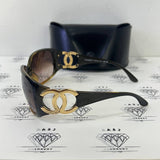 [PRE LOVED] Chanel Oval Sunglasses 64/10 in Black & Brown