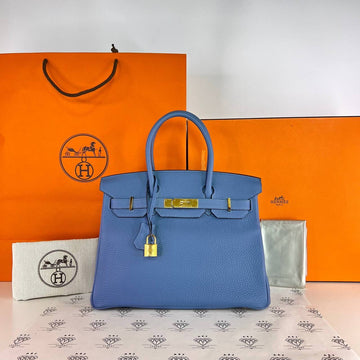 [PRE LOVED] Hermes Birkin 30 Retourne in Blue Clemence Leather GHW (Stamp C - 2018)