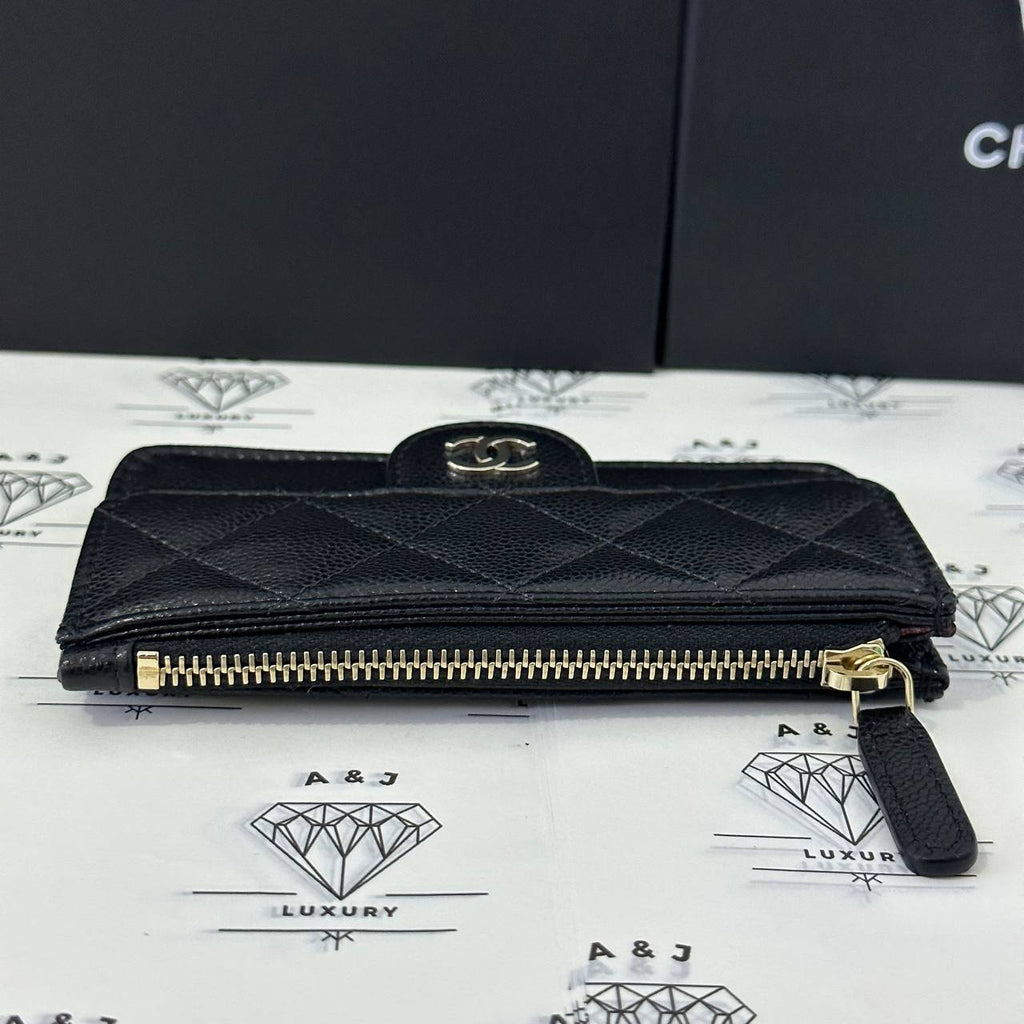 CHANEL 23C Casino Charms Zippy Wallet Coin Purse Black Caviar