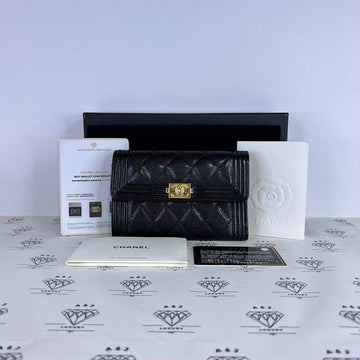 [PRE LOVED] Chanel Leboy Trifold Wallet in Black Caviar Leather GHW (Series 30)