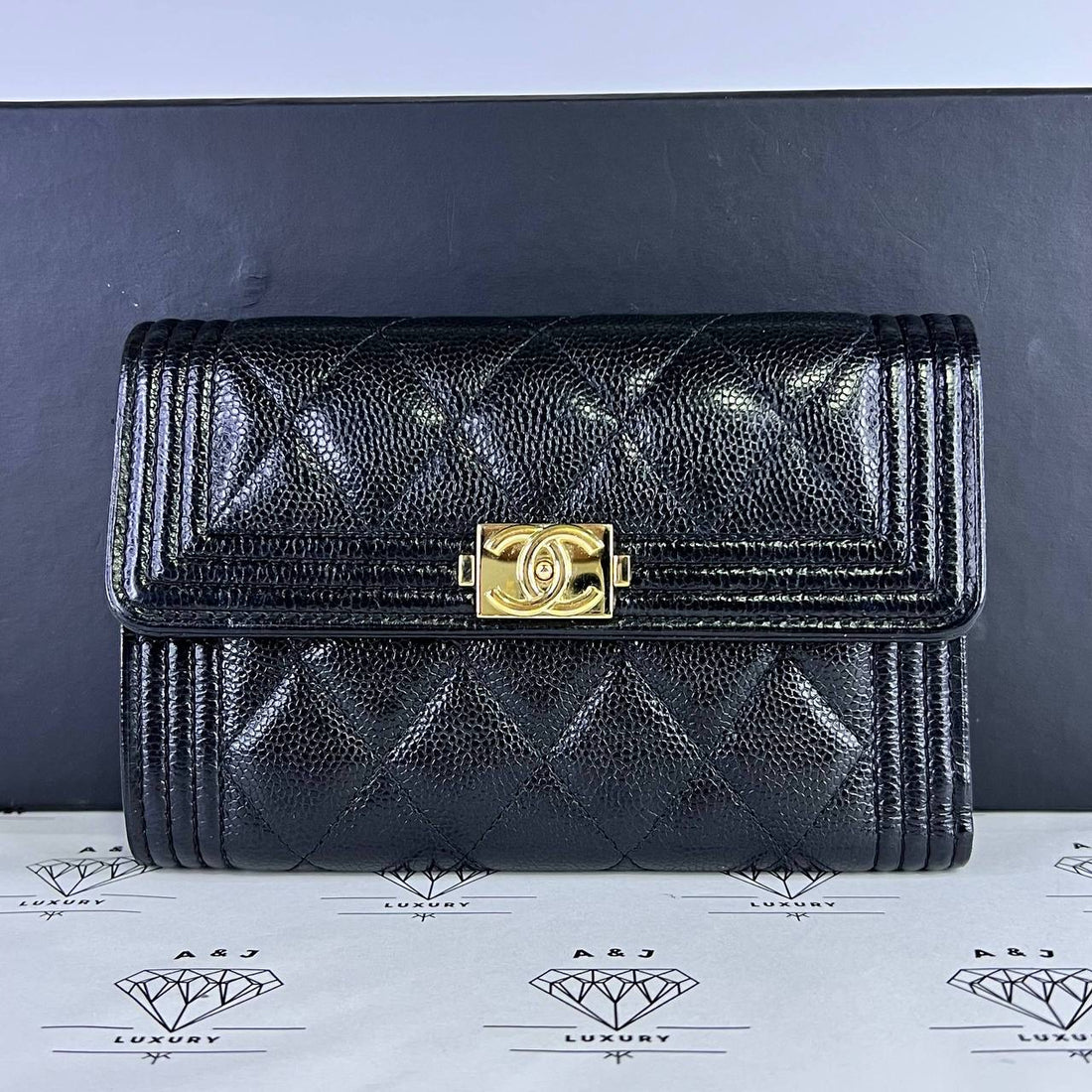 [PRE LOVED] Chanel Leboy Trifold Wallet in Black Caviar Leather GHW (Series 30)