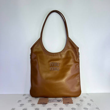 [PRE LOVED] Miu Miu Ivy Tote Bag in Brown Calfskin Leather GHW