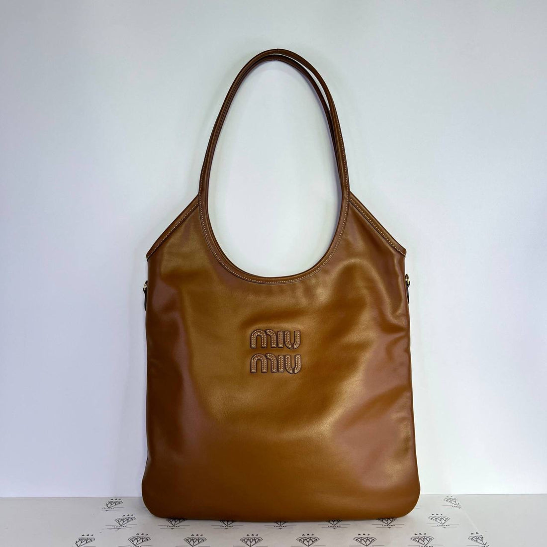 [PRE LOVED] Miu Miu Ivy Tote Bag in Brown Calfskin Leather GHW