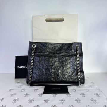 [PRE LOVED] YSL Niki Shopper Tote in Black Crinkled Calfskin Leather SHW