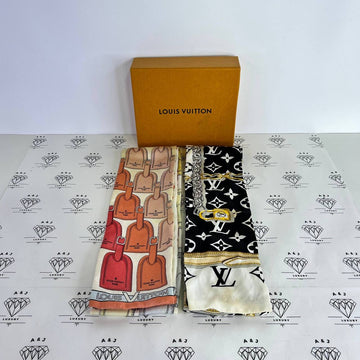 [PRE LOVED] Louis Vuitton Silk Monogram My LV Tags Twilly and the Monogram Confidential Twilly