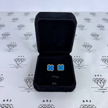 [BRAND NEW] Van Cleef & Arpels HK Setting Vintage Alhambra Earrings in Turquoise 4.78YG
